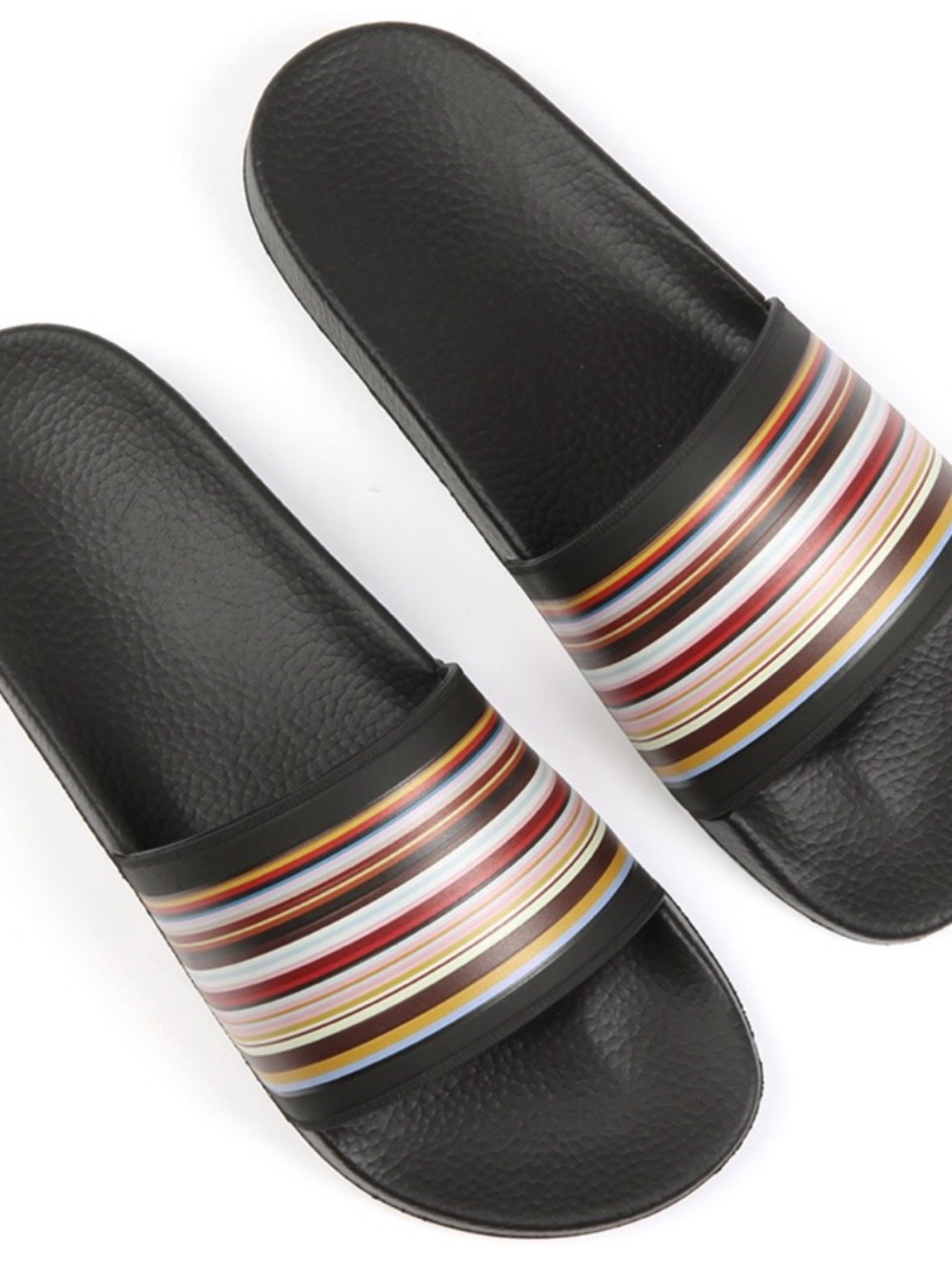 Paul Smith Black Slide Sandal with Striped Accent